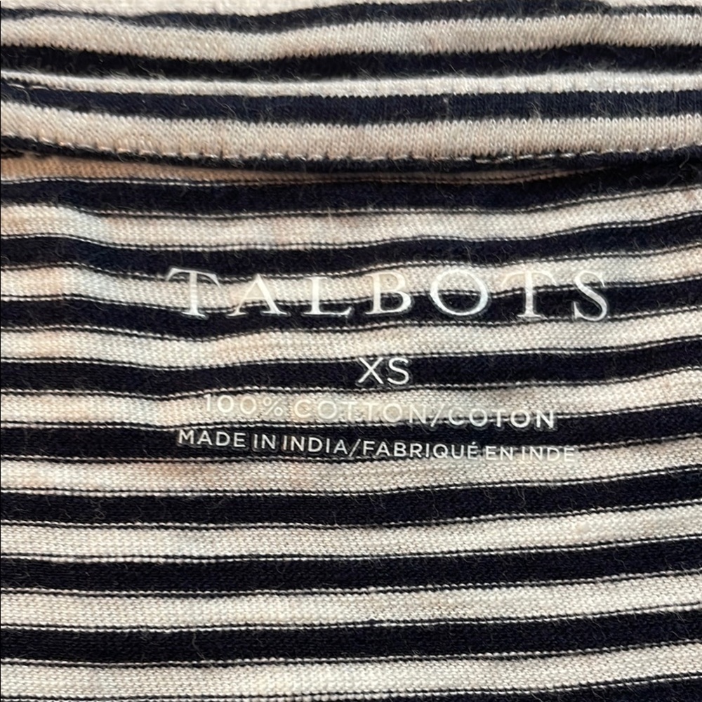 Talbots Black and White Striped Short Sleeve Tee - Picture 8 of 11